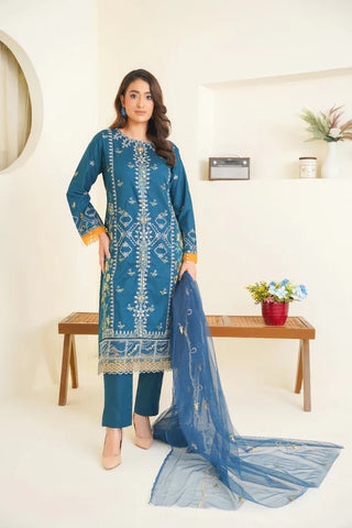 Bin Ilyas Cambric Embroidered 3PC