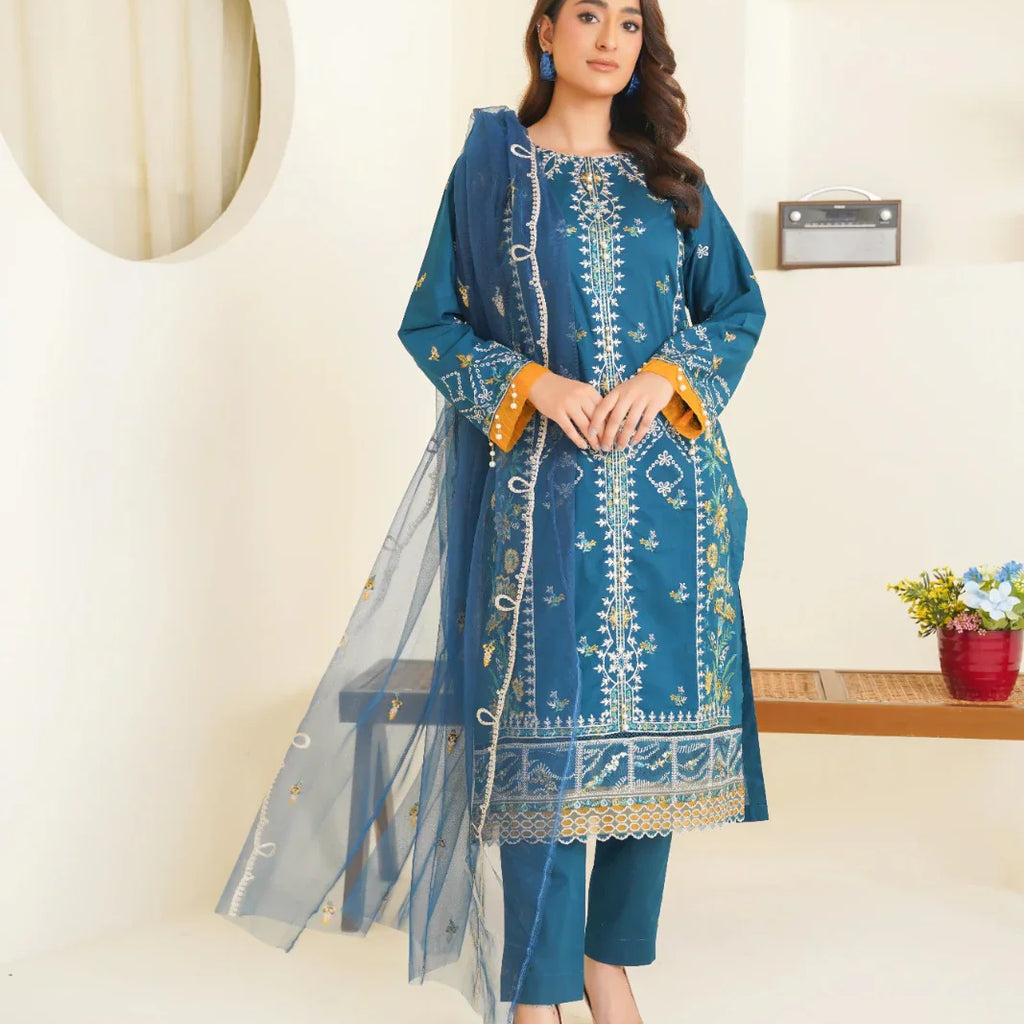 Bin Ilyas Cambric Embroidered 3PC