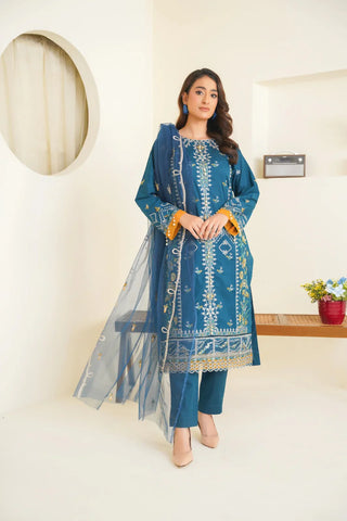 Bin Ilyas Cambric Embroidered 3PC