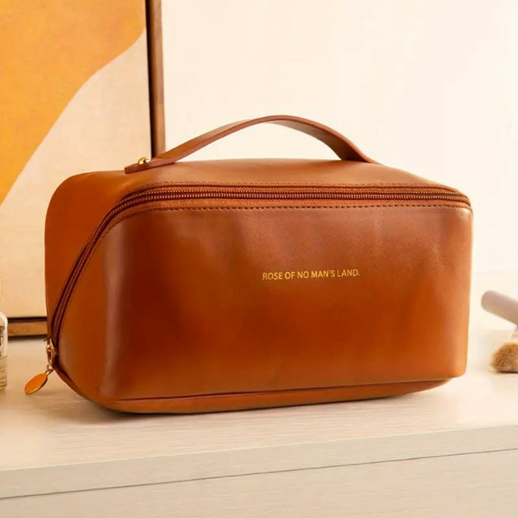 Large Capacity Travel Cosmetic Bag Portable Leather Cosmetic Bag