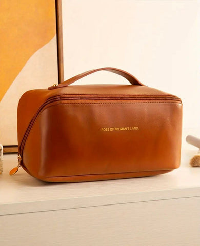Large Capacity Travel Cosmetic Bag Portable Leather Cosmetic Bag