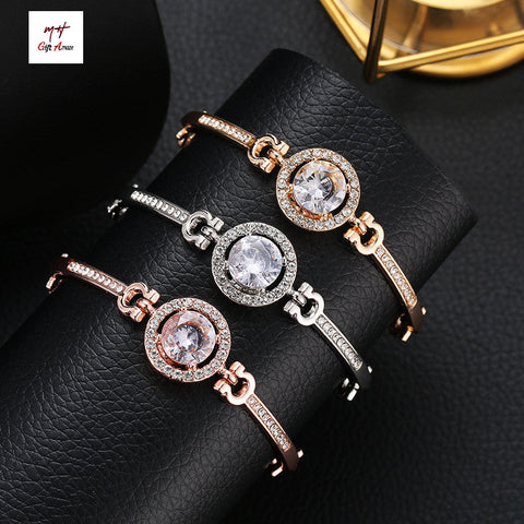 Luxury Round Big Zircon Bracelet Fashion Adjustable Bracelet For women Jewellery