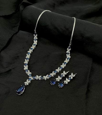 Carat Diamond Cut Blue Stones Necklace Set #113