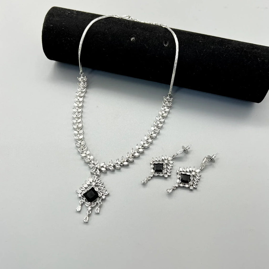 Carat Diamond Black Stones Necklace Set #115