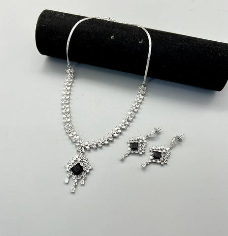 Carat Diamond Black Stones Necklace Set #115