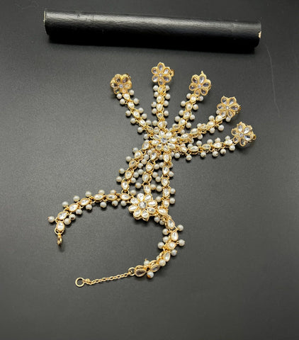 Golden Plated Kundan Punjangla – Handmade Craft with Premium Zircon and Pearl Detailing all colours available