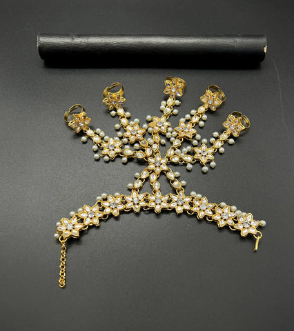 Golden Plated Kundan Punjangla – Handmade Craft with Premium Zircon and Pearl Detailing all colours available