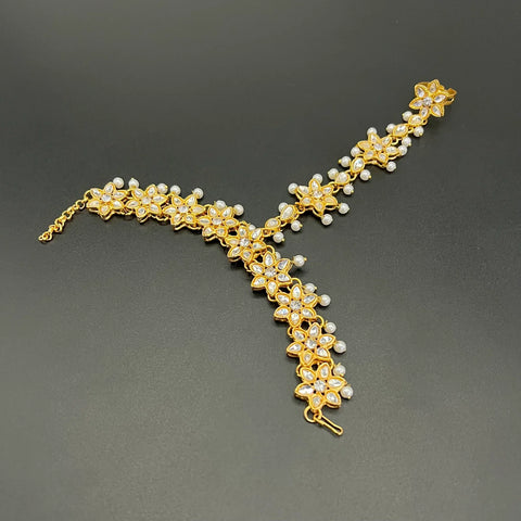 Fine Quality Gold-Plated Kundan Angla (Anklet) – Pearl Accents
