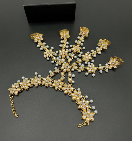 Gold Plated Kundan Pajangla – Elegant Bridal Hand Harness